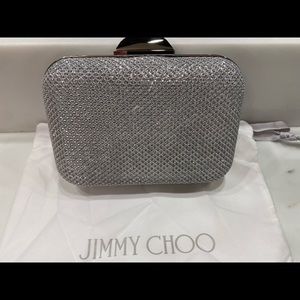 Jimmy Choo XL Cloud Silver Metallic Clutch Bag